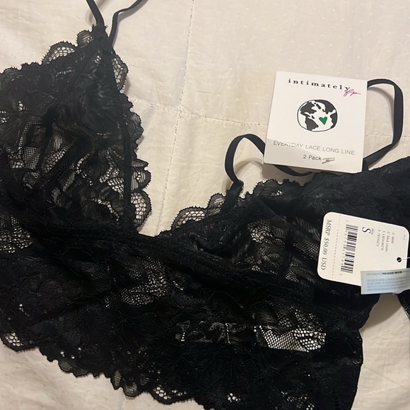 Free People Black Everyday Lace Longline Bralette 2-Pack Bra - Picture 9 of 10